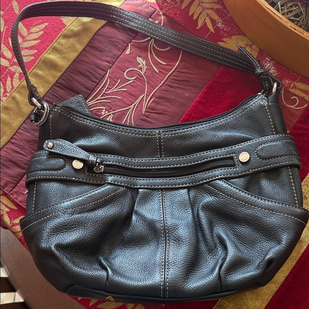 Tignanello Black Leather Shoulder Bag